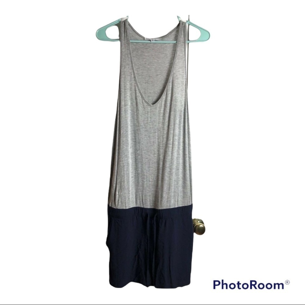 Drew drop waist Romper Tie Waist Gray Black S